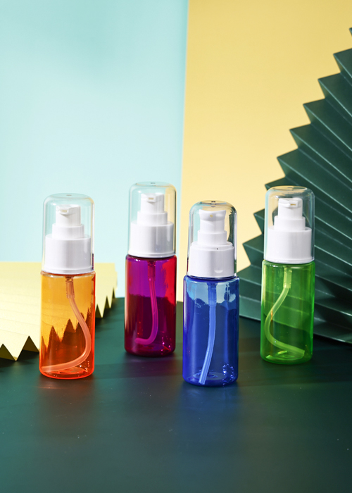 60ml PET彩色透明圆柱乳液泵瓶